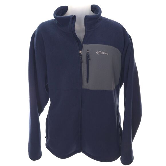 Columbia Jacket Men's 2XL Navy Full Zip Pockets Free Shipping Soft Furr Fleece - Picture 2 of 10